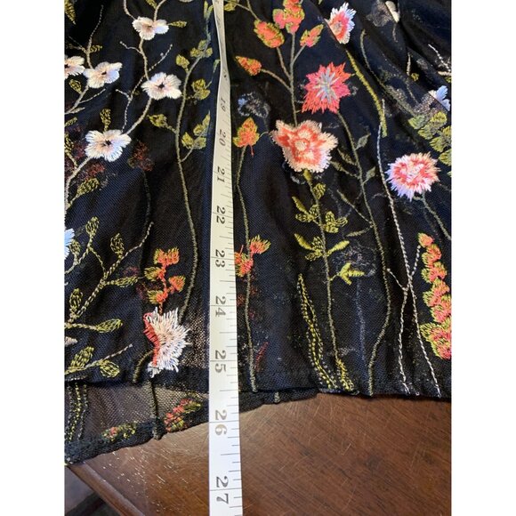 INC XL Sheer Floral Embroidered Shark Hem  Whimsigoth Midi Skirt Grunge - Picture 7 of 9